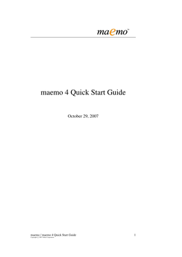 Maemo 4 Quick Start Guide