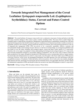 Towards Integrated Pest Management of the Cereal Leafminer Syringopais Temperatella Led