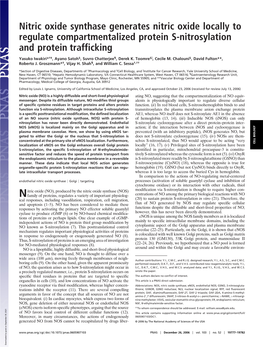 Nitric Oxide Synthase Generates Nitric Oxide Locally to Regulate Compartmentalized Protein S-Nitrosylation and Protein Trafficking