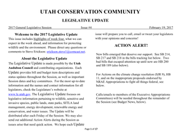 Utah Conservation Community Legislative Update