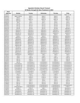 Apostolic Christian Church Tremont 52 Weeks Through the New
