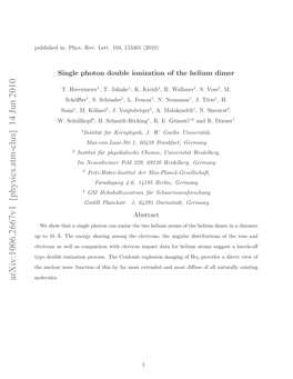 Arxiv:1006.2667V1 [Physics.Atm-Clus] 14 Jun 2010 Ulse N Hs E.Lt.14 541(2010) 153401 104, Lett