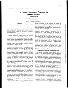 Impact of Vegetable Proteins on Dairy Products JOHN J