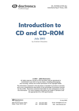 Introduction to CD & CD-ROM