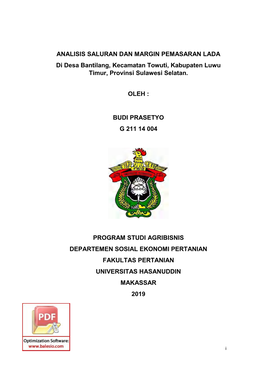 ANALISIS SALURAN DAN MARGIN PEMASARAN LADA Di Desa Bantilang, Kecamatan Towuti, Kabupaten Luwu Timur, Provinsi Sulawesi Selatan