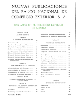 Nuevas Publicaciones Del Banco Nacional De Comercio Exterior. S. A