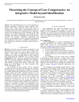 Theorizing the Concept of Core Competencies: an Integrative Model Beyond Identification