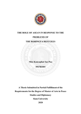 The Role of ASEAN in Response to the Problems of the Rohingya