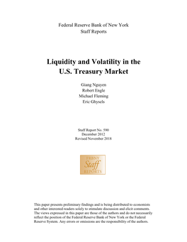 Liquidity and Volatility in the US Treasury Market