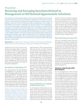 Recurring and Emerging Questions Related to Management of HIV-Related Opportunistic Infections