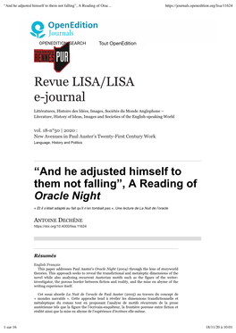 Revue LISA/LISA E-Journal