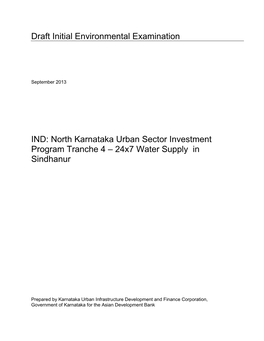 IND: North Karnataka Urban Sector Investment Program Tranche 4 – 24X7 Water Supply in Sindhanur