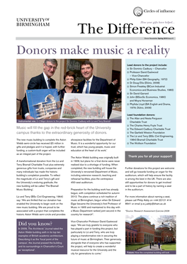 The Difference Donor Newsletter Spring 2010 Issue 6 Donors Make Music a Reality