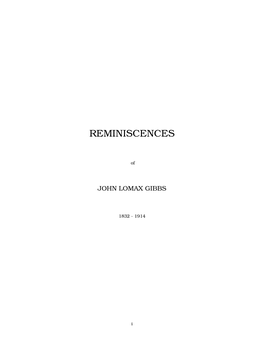 Reminiscences of John Lomax Gibbs 1832