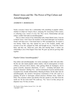 Daniel Amos and Me: the Power of Pop Culture and Autoethnography