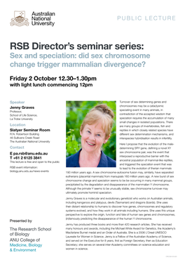 RSB Director's Seminar Series