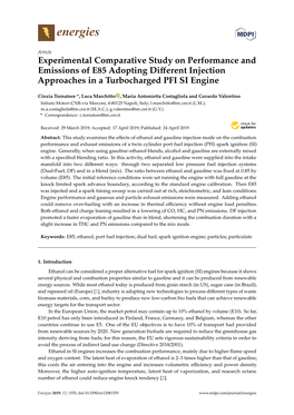 Experimental Comparative Study on Performance and Emissions of E85 Adopting Diﬀerent Injection Approaches in a Turbocharged PFI SI Engine