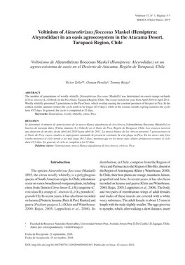 Voltinism of Aleurothrixus Floccosus Maskel (Hemiptera: Aleyrodidae) in an Oasis Agroecosystem in the Atacama Desert, Tarapacá Region, Chile