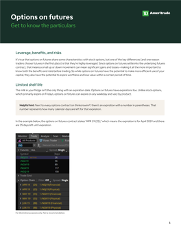 Options on Futures Get to Know the Particulars