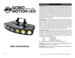 User Instructions Into the Light Source at All Times!