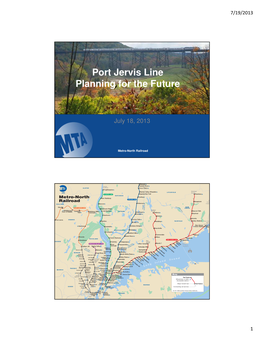 Port Jervis Line Planningport for Jervis the Line Future Planning for the Future