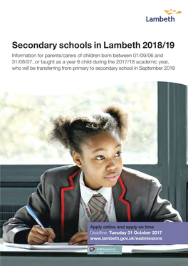 Secondary Schools in Lambeth 2018/19