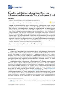 Sexuality and Healing in the African Diaspora: a Transnational Approach to Toni Morrison and Gyasi