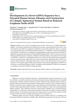 Development of a Novel Ssdna Sequence for a Glycated Human Serum Albumin and Construction of a Simple Aptasensor System Based on Reduced Graphene Oxide (Rgo)