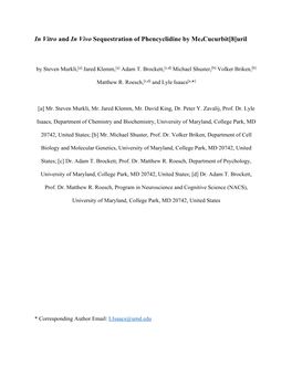 In Vitro and in Vivo Sequestration of Phencyclidine by Me4cucurbit[8]Uril