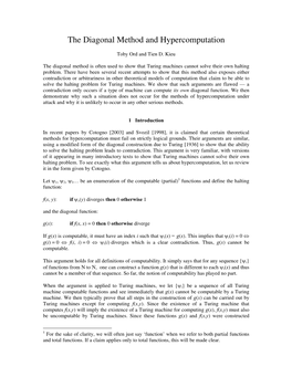 What Implications Does the Diagonal Method Have for Hypercomputation