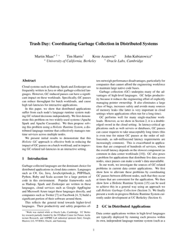 Trash Day: Coordinating Garbage Collection in Distributed Systems