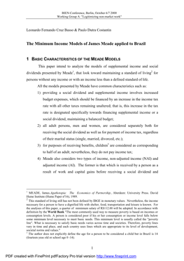 The Minimum Income Models of James Meade Applied to Brazil