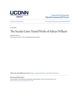 The Secular Latin-Texted Works of Adrian Willaert