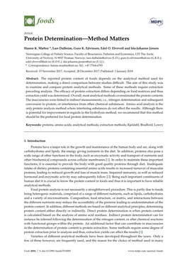 Protein Determination—Method Matters