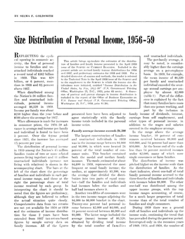 Size Distribution of Personal Income, 1956-59