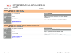 EMPRESAS ESPAÑOLAS ESTABLECIDAS EN: Angola Actualización: 14/07/21 39 Empresas