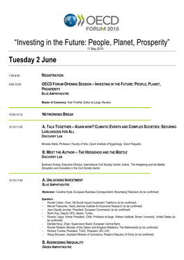 “Investing in the Future: People, Planet, Prosperity” 11 May 2015