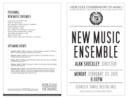 Alan Shockley, Director 8:00Pm Daniel Recital Hall $10/7