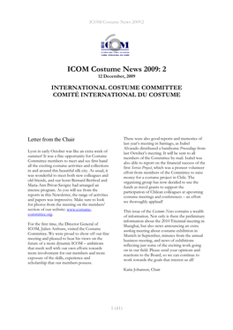 ICOM Costume News 2009: 2 12 December, 2009