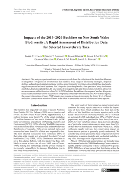 Impacts of the 2019–2020 Bushfires on New South Wales Biodiversity: a Rapid Assessment of Distribution Data for Selected Invertebrate Taxa