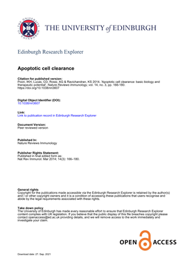 Apoptotic Cell Clearance Basic Biology and Therapeutic Potential