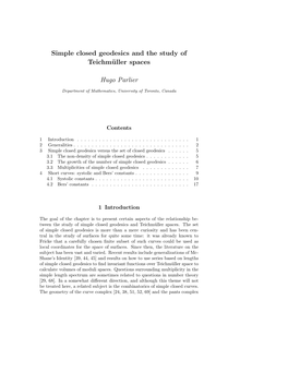 Simple Closed Geodesics and the Study of Teichmüller Spaces