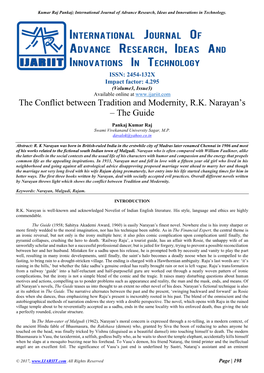 The Conflict Between Tradition and Modernity, RK Narayan's