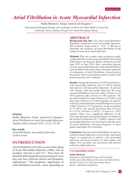 Atrial Fibrillation in Acute Myocardial Infarction