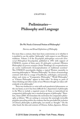 Preliminaries— Philosophy and Language