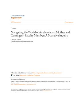 A Narrative Inquiry Kathryn Ledford Clemson University, Ledford.Katie@Gmail.Com