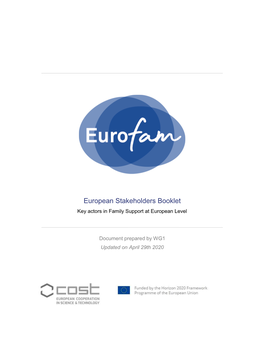 European Stakeholders Booklet Key Actors in Family Support at European Level