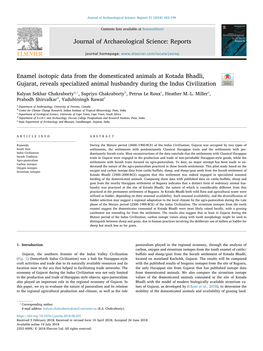 Enamel Isotopic Data from the Domesticated Animals at Kotada