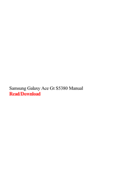 Samsung Galaxy Ace Gt S5380 Manual
