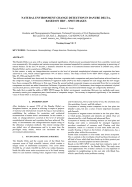 Natural Environment Change Detection in Danube Delta, Based on Hrv - Spot Images